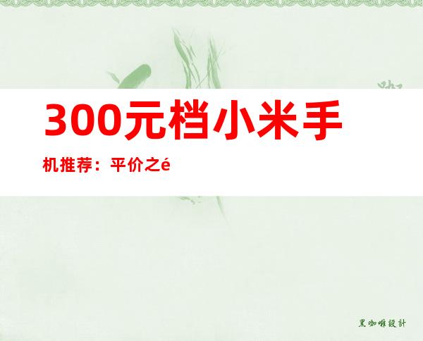 300元档小米手机推荐：平价之选，性价比出众